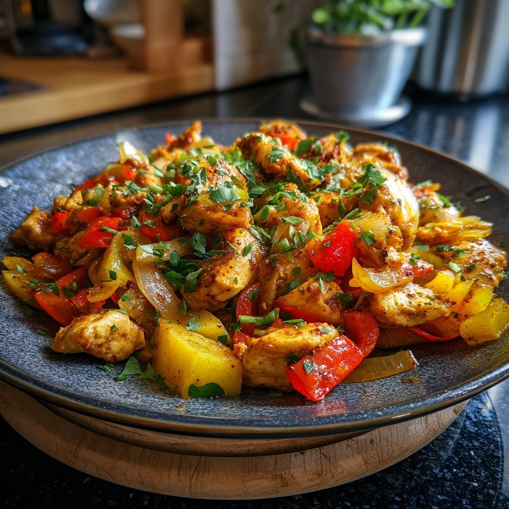 Kalorienarme Gemüsepfanne Mit Hähnchen