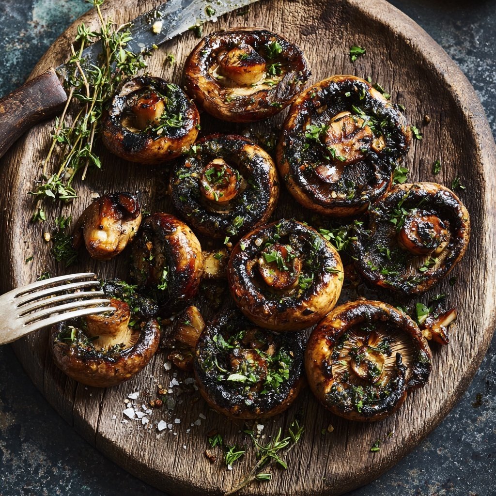 Gegrillte Pilze Kräuter Art