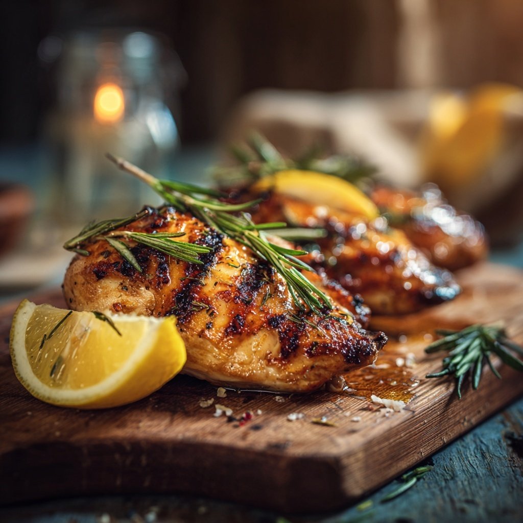 Gegrilltes Zitronen Hähnchen Mit Rosmarin