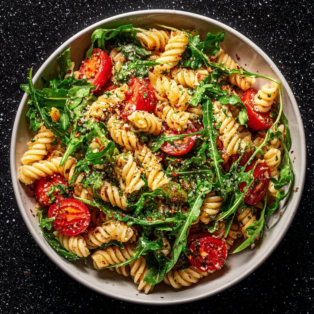 Mediterraner Nudelsalat Mit Rucola