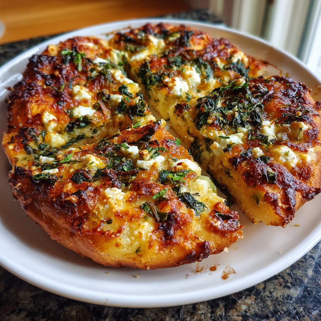 Pizza mit Spinat und Feta