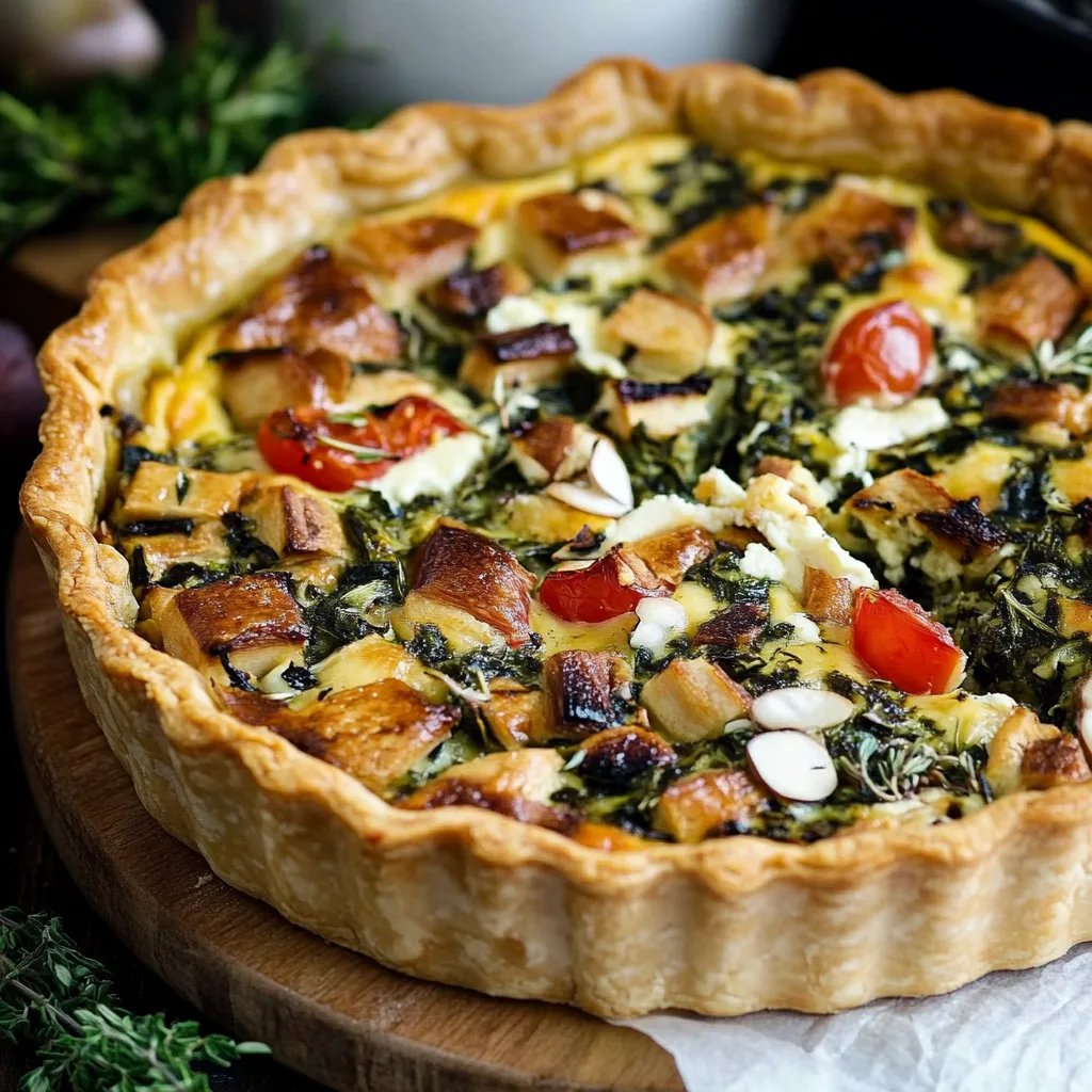 Quiche ze szpinakiem, fetą i fistaszkami